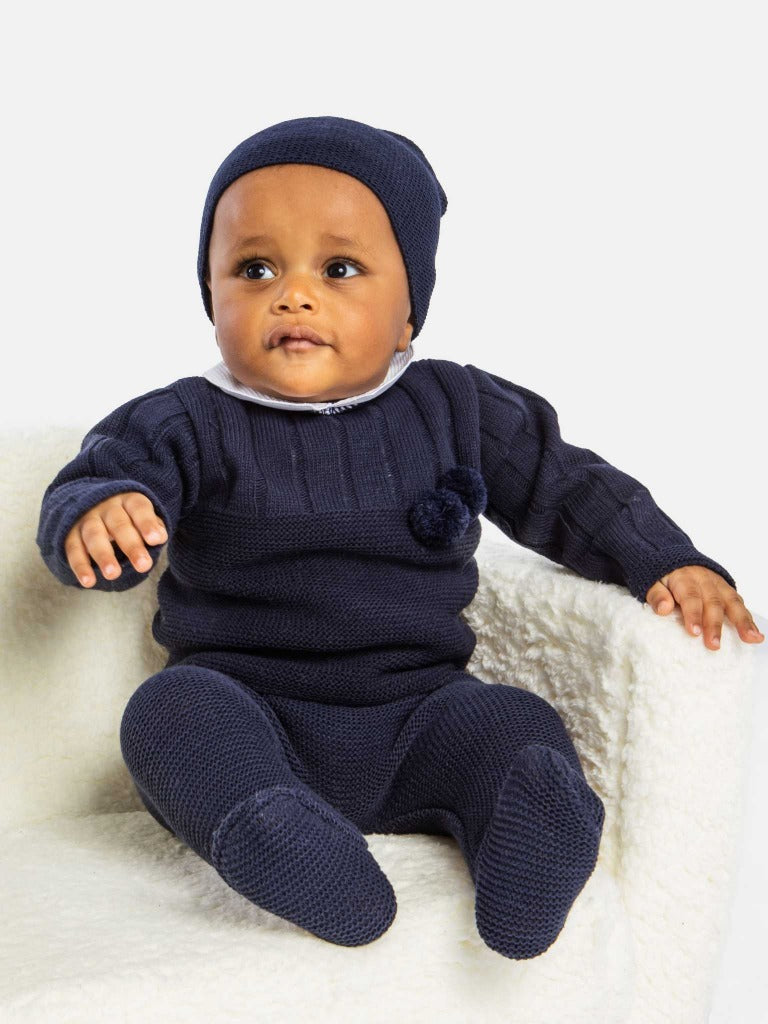 Baby Boy Hugo Collection 3-piece Navy Blue Knitted Set