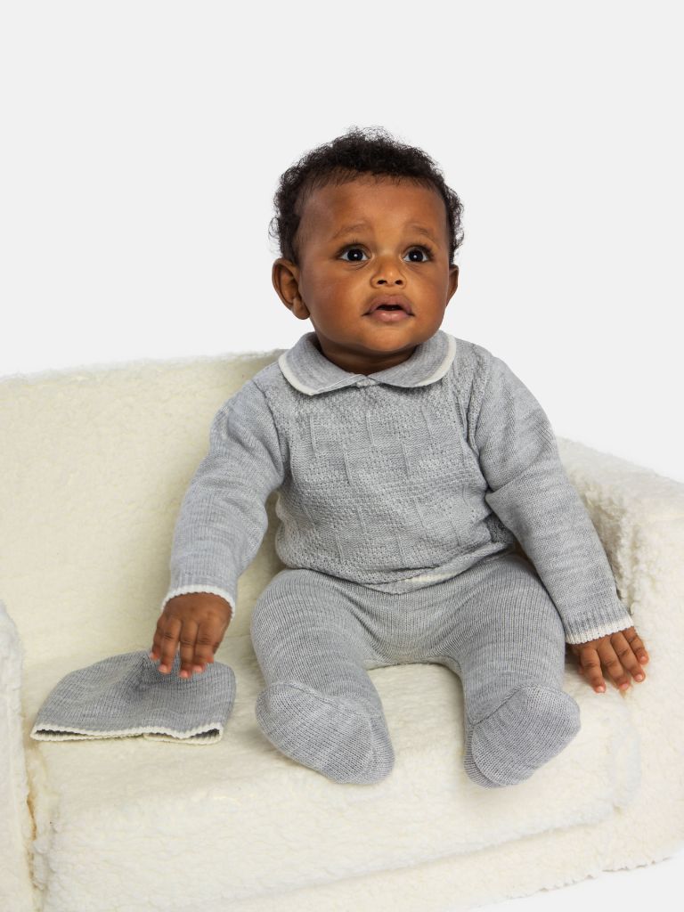 Baby Boy New Santiago Collection Knitted 3 piece set - Grey