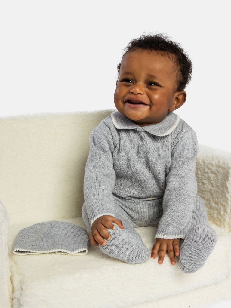 Baby Boy New Santiago Collection Knitted 3 piece set - Grey