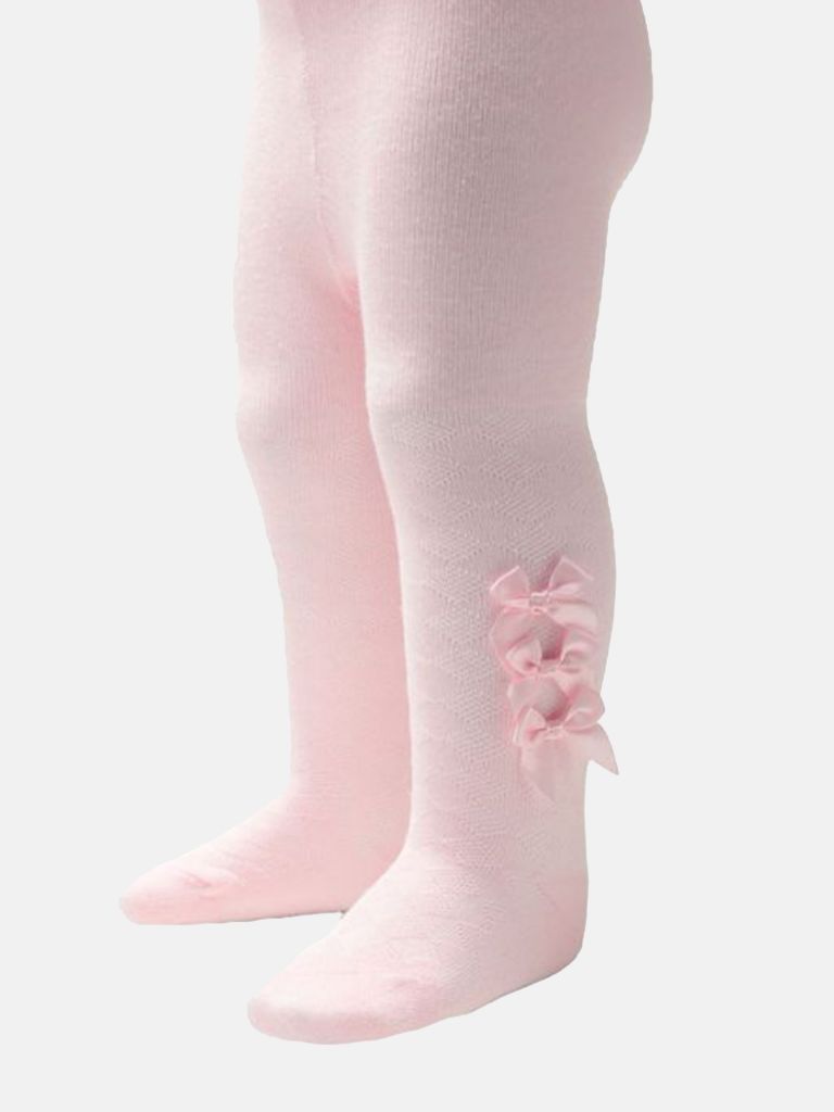 Baby Girl Tights with 3 Little Satin Bows - Pink