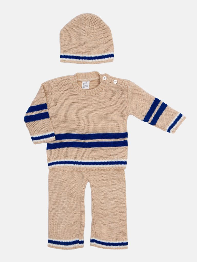 Baby Boy Carlos Collection Knitted 3 piece set - Beige