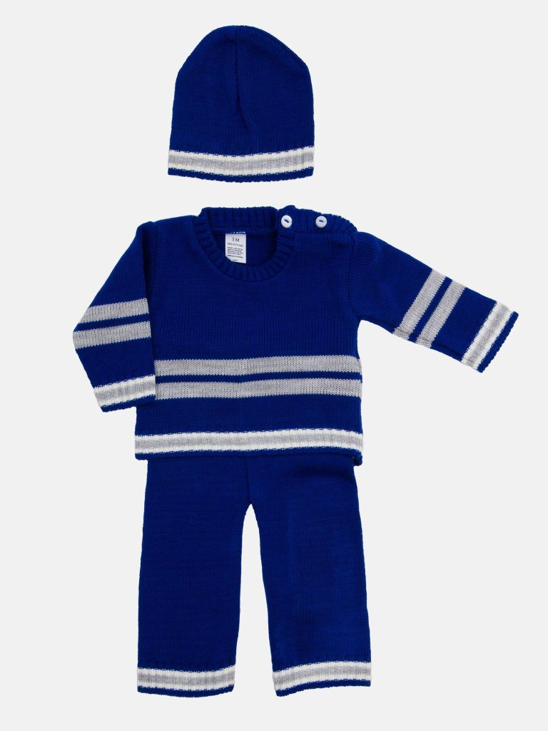 Baby Boy Carlos Collection Knitted 3 piece set - Royal Blue