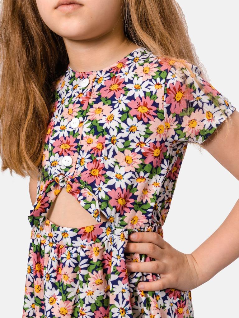 Junior Girl Mila French Collection Floral Printed Summer Dress Short Sleeves