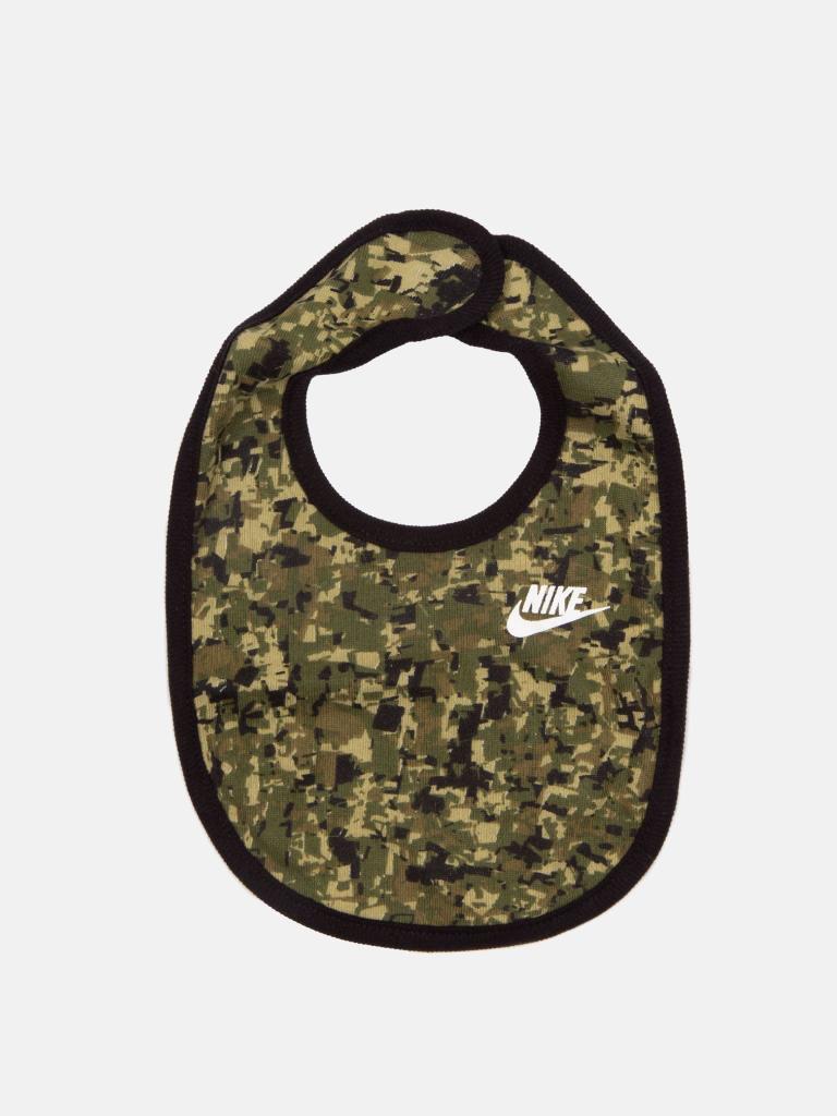 Nike Unisex Newborn 3 piece Camouflage Set with Hat, Bib and Booties - Olive Green