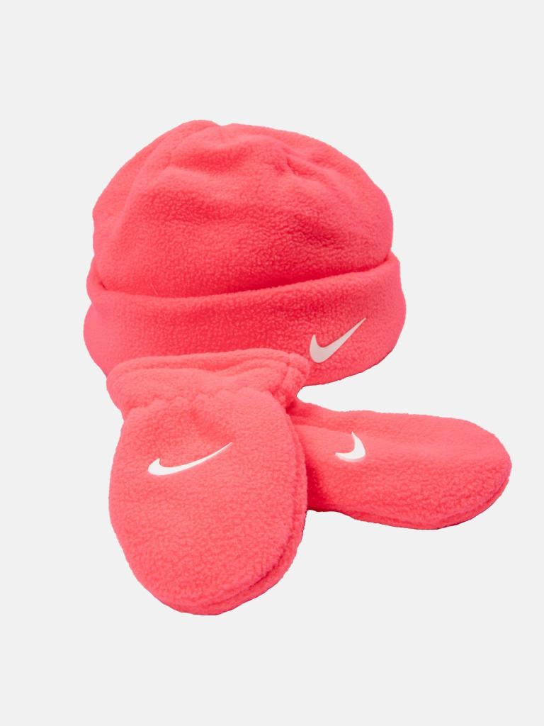 Nike Baby Girl Hat and Mittens Set Pink