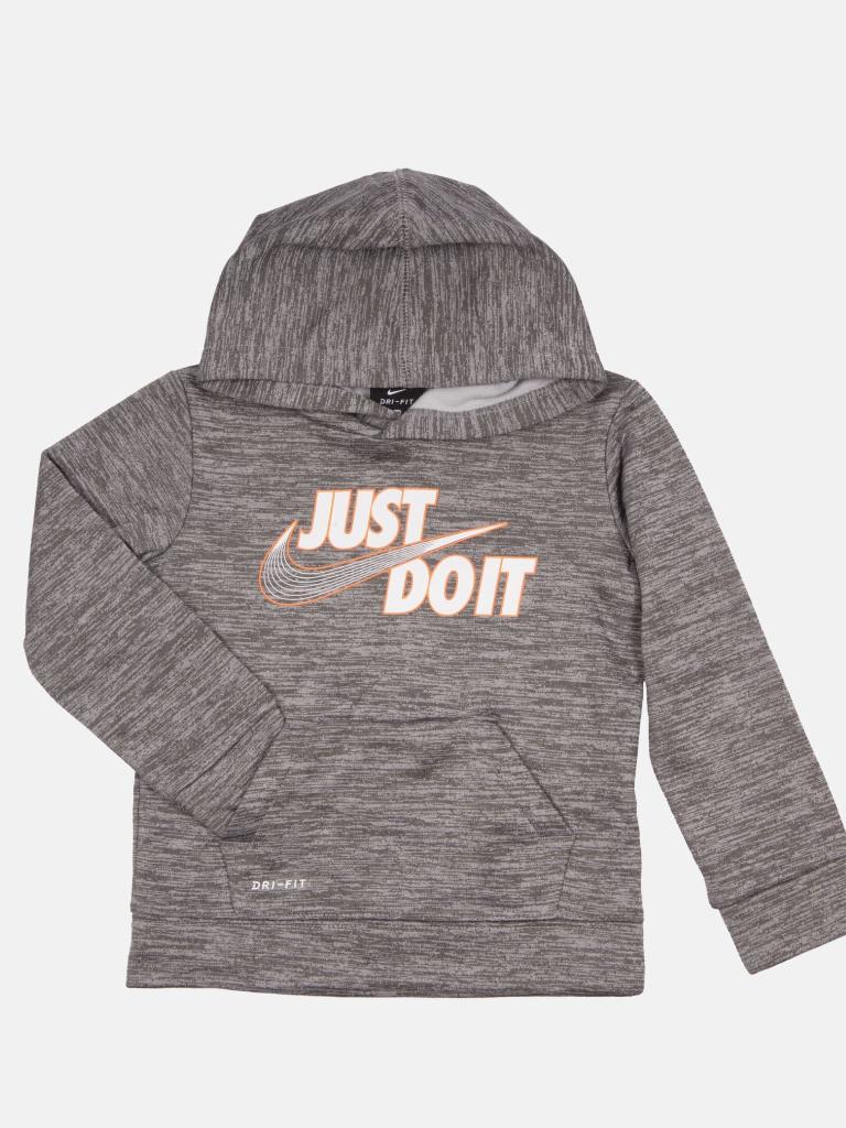 Nike Junior Just Do it Printed Therma Hoodie with Pocket - Grey