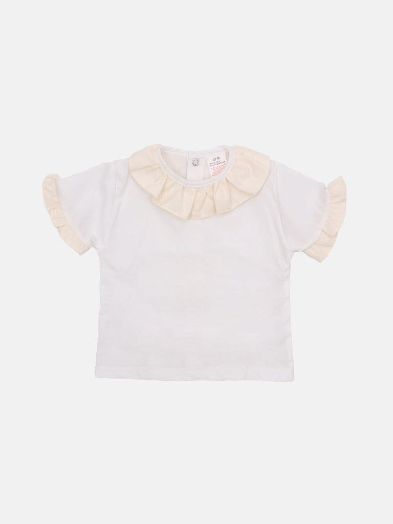 Baby Girl Tavira Collection Spanish Romper with 2 bows - Cream