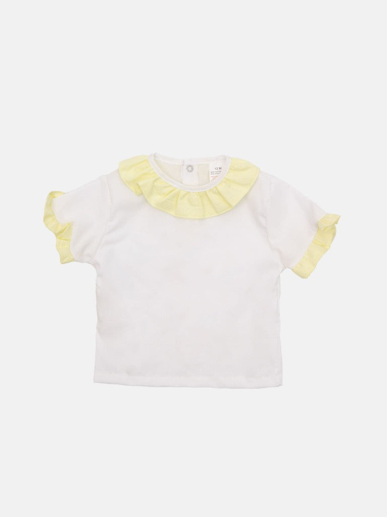 Baby Girl Tavira Collection Spanish Romper with 2 bows - Lemon Yellow
