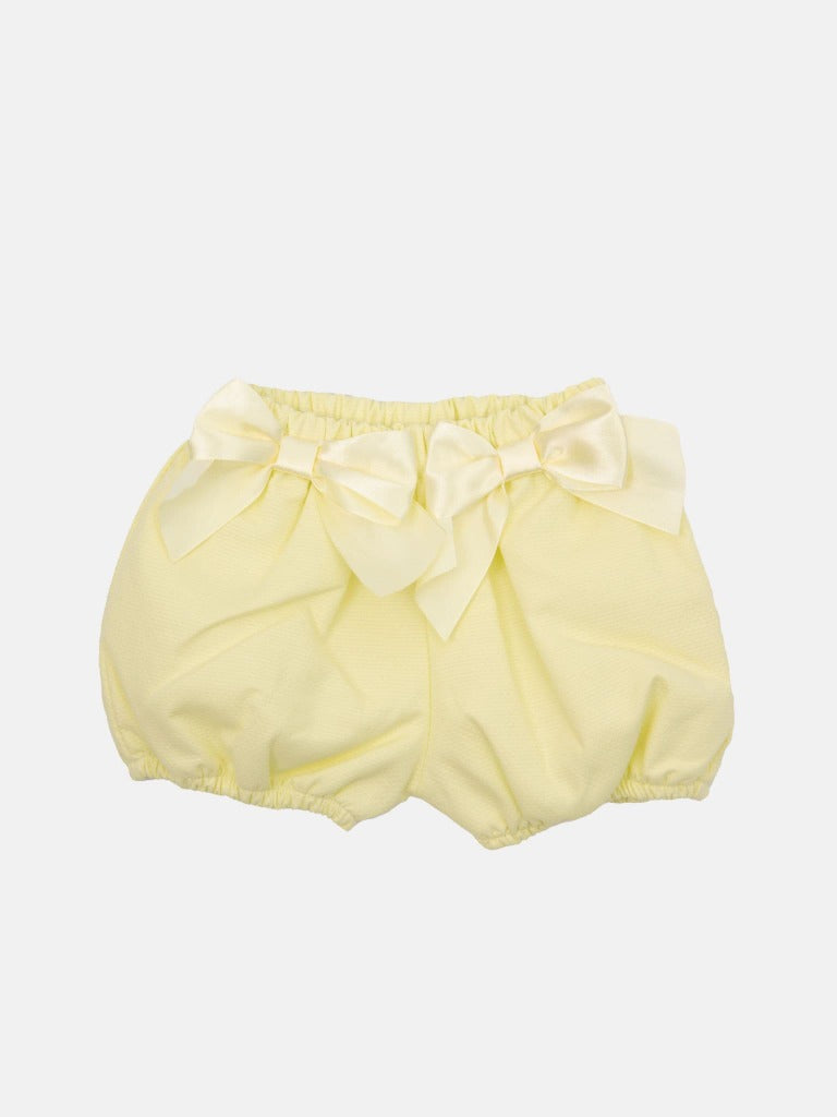 Baby Girl Tavira Collection Spanish Romper with 2 bows - Lemon Yellow