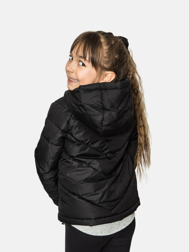 Nike Junior Full Sleeves Logo Printed Puffer Jacket with Hood - Black