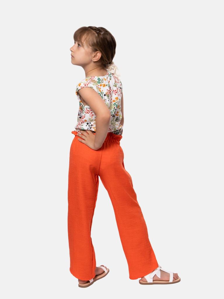 Junior Girl Vanessa French Collection Floral Printed Top and Pants Set - White and Orange