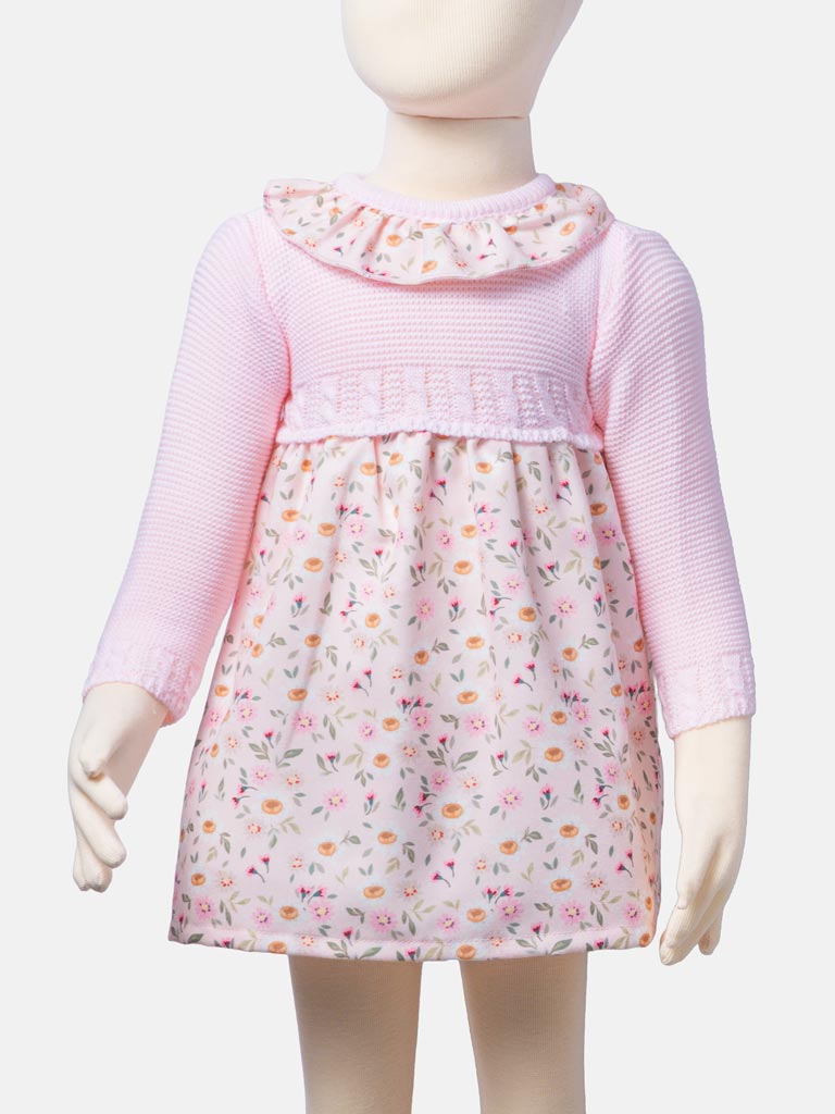 Baby Girl Flores Collection Daisy Print Spanish Dress - Baby Pink