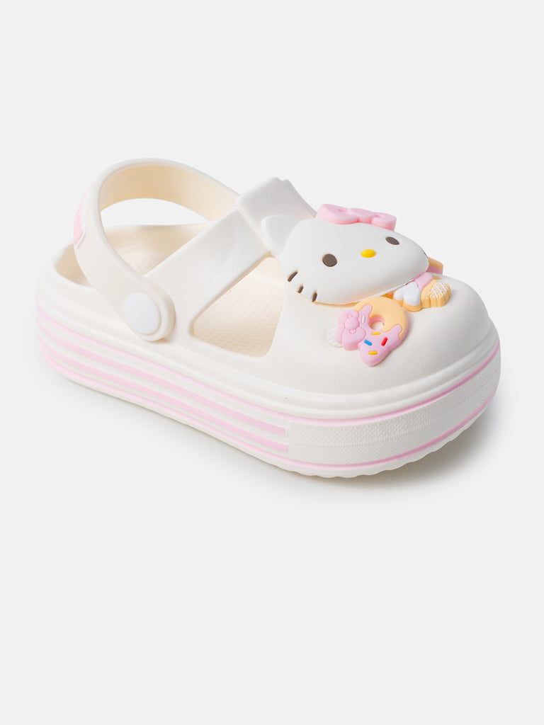 Baby Girl "Hello Kitty" Thick Sole Croc-Style Shoes - Ivory