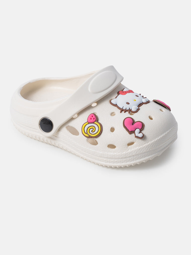 Baby Girl "Hello Kitty" Croc-Style Shoes - Ivory