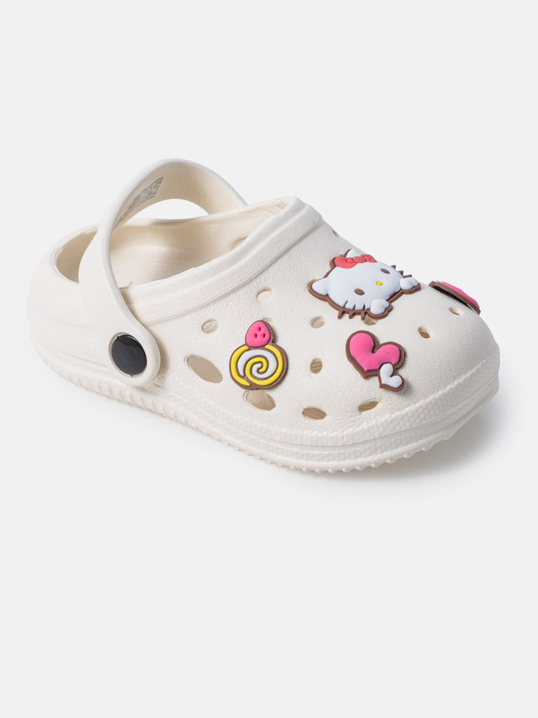 Baby Girl "Hello Kitty" Croc-Style Shoes - Ivory