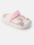 Baby Girl "Hello Kitty" Pink Strap Croc-Style Shoes - Ivory