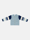 Baby Boy Knitted Cardigan Marco Collection with Geometric Sleeve Detail - Powder Blue