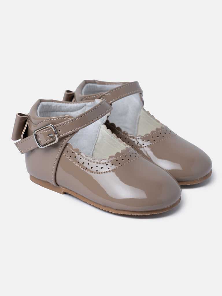 Baby Girl M&B Shoes with Back Bow - Camel