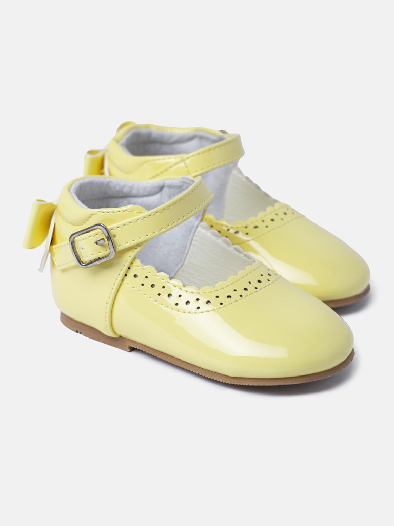 Baby Girl M&B Shoes with Back Bow - Lemon Yellow