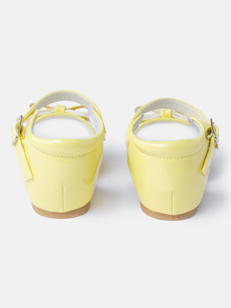 Baby Girl M&B Sandals with Solid Bow - Lemon Yellow