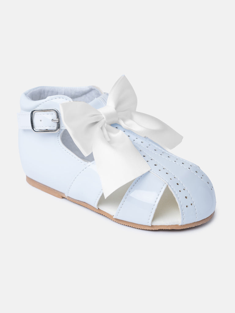 Baby Girl M&B Sandals with Detachable Satin Bow - Bluebell White