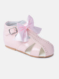 Baby Girl M&B Sandals with Detachable Satin Bow - Baby Pink