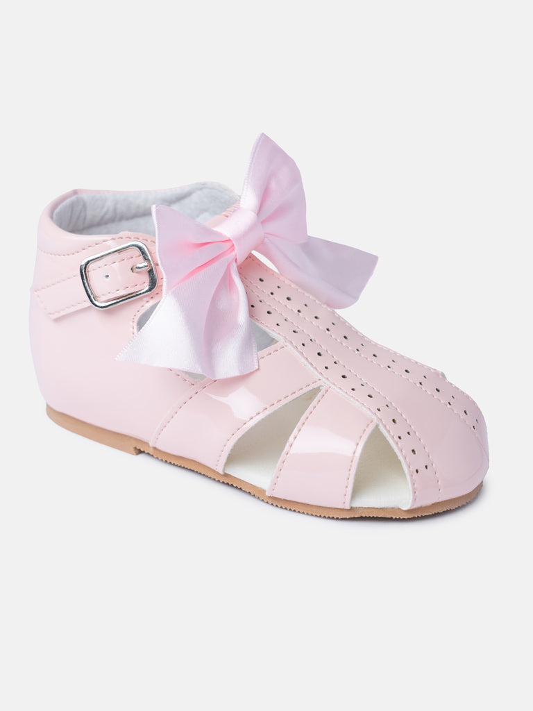 Baby Girl M&B Sandals with Detachable Satin Bow - Baby Pink