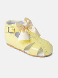 Baby Girl M&B Sandals with Detachable Satin Bow - Lemon Yellow
