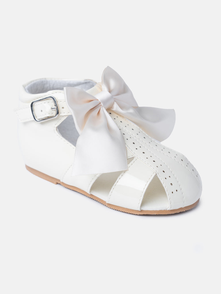 Baby Girl M&B Sandals with Detachable Satin Bow - Cream