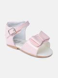 Baby Girl M&B Sandals with Solid Bow - Baby Pink
