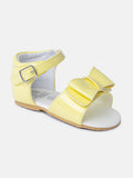 Baby Girl M&B Sandals with Solid Bow - Lemon Yellow