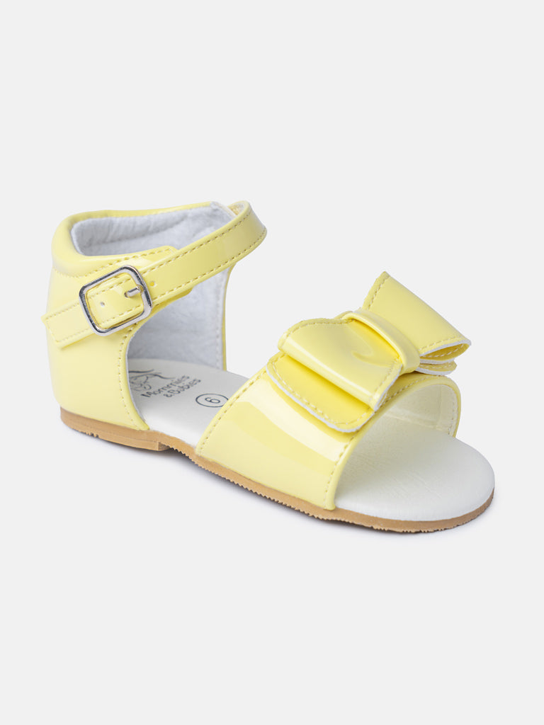Baby Girl M&B Sandals with Solid Bow - Lemon Yellow
