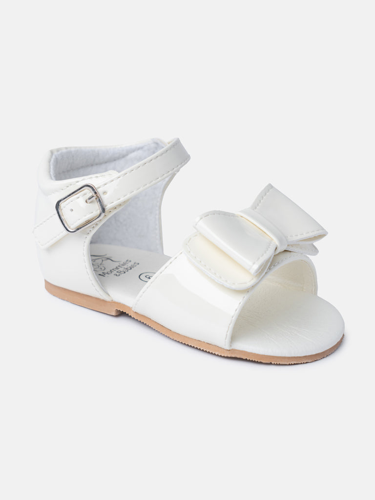 Baby Girl M&B Sandals with Solid Bow - Cream