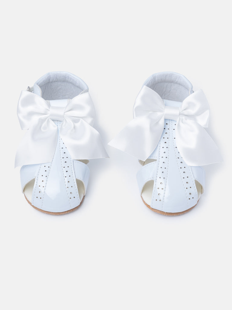 Baby Girl M&B Sandals with Detachable Satin Bow - Bluebell White