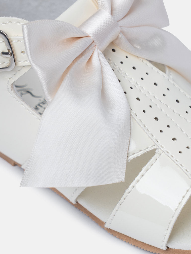 Baby Girl M&B Sandals with Detachable Satin Bow - Cream