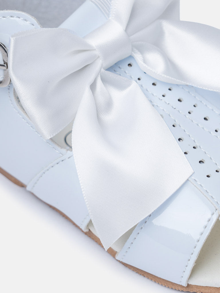 Baby Girl M&B Sandals with Detachable Satin Bow - Bluebell White