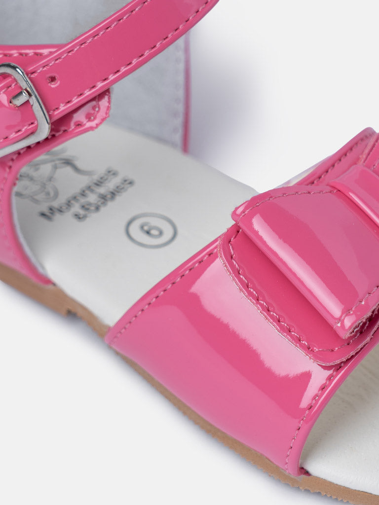 Baby Girl M&B Sandals with Solid Bow - Fuchsia