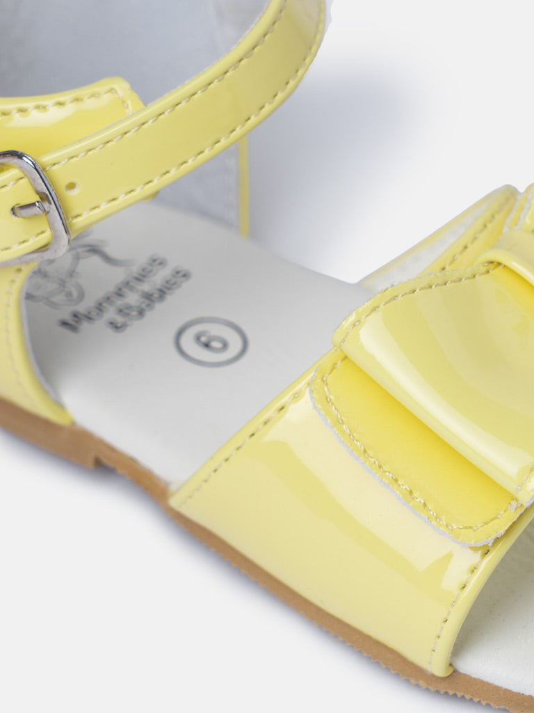 Baby Girl M&B Sandals with Solid Bow - Lemon Yellow