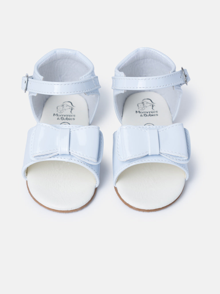 Baby Girl M&B Sandals with Solid Bow - Bluebell White