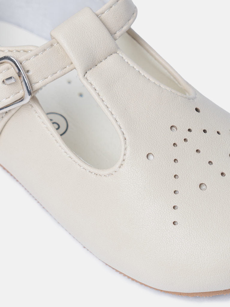 Baby Boy M&B Classic T-Bar Shoes - Light Beige