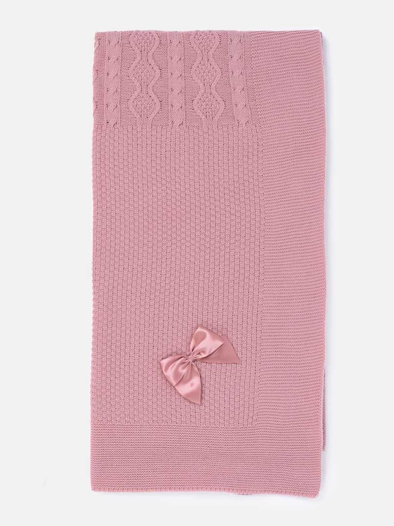 Baby Girl All-In-One Knitted Set with Blanket - Dusty Pink