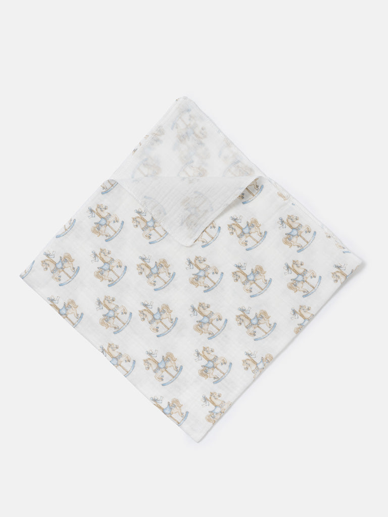 Baby Muslin Square Rocking Horse Collection - Baby Blue