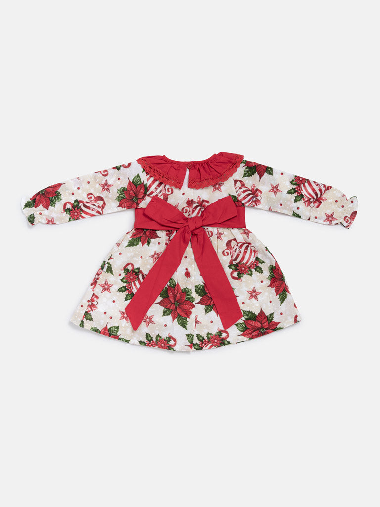 Baby Girl Navidad Collection Dress with Festive Print - Red
