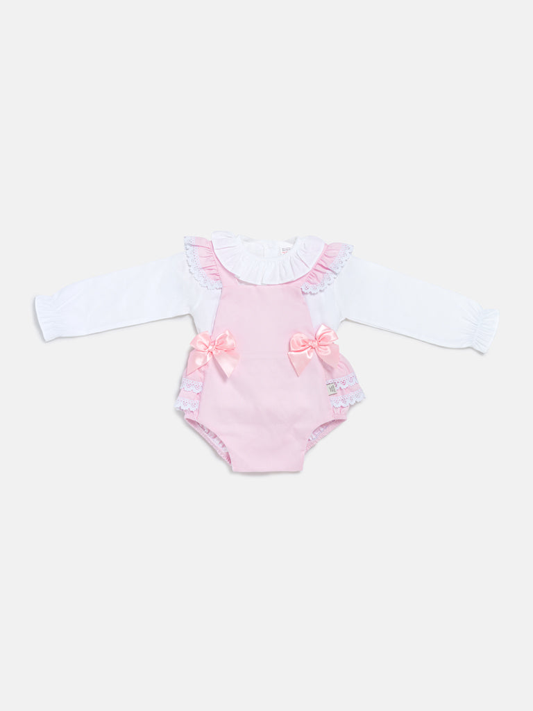 Baby Girl Mariola Collection 2-Piece Frilly Romper Set - Baby Pink