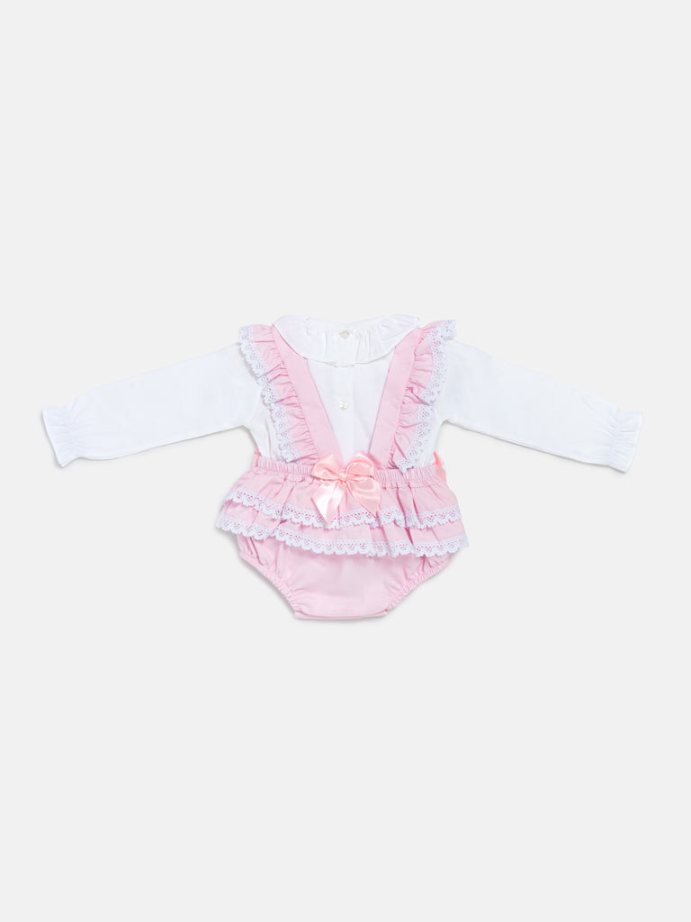 Baby Girl Mariola Collection 2-Piece Frilly Romper Set - Baby Pink