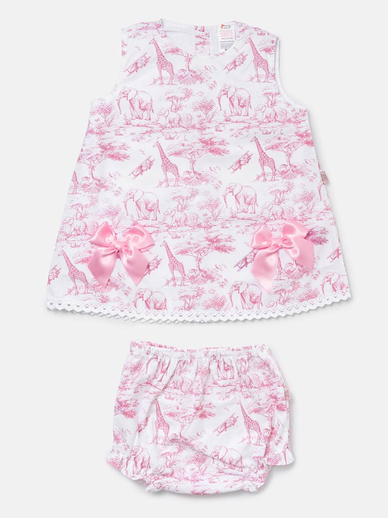 Baby Girl Top & Bloomers Set Safari Collection - Baby Pink