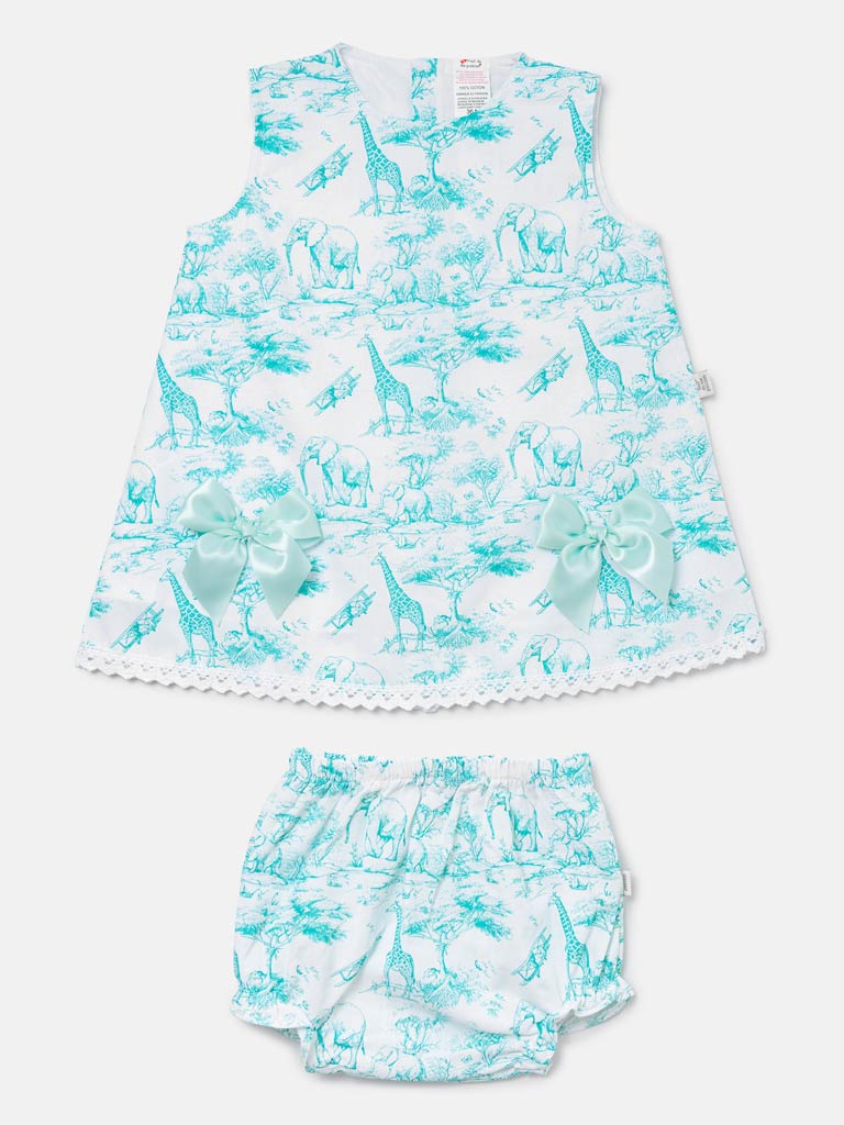 Baby Girl Top & Bloomers Set Safari Collection - Mint