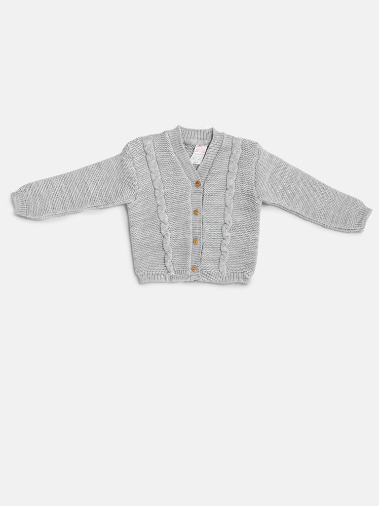Baby Boy Cable Knit Cardigan - Grey