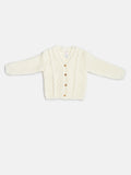 Baby Boy Cable Knit Cardigan -  Ivory
