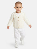 Baby Boy Cable Knit Cardigan -  Ivory